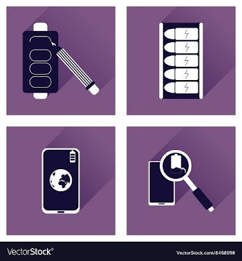 Concept of flat icons with long shadow mobile vector image