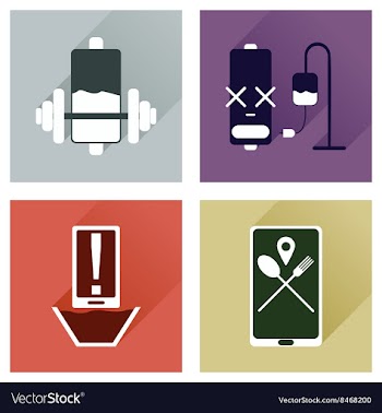 Concept of flat icons with long shadow mobile vector image