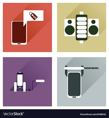Concept of flat icons with long shadow mobile vector image