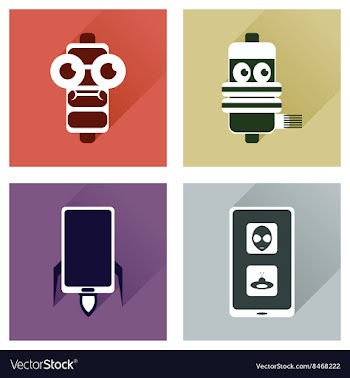 Concept of flat icons with long shadow mobile vector image