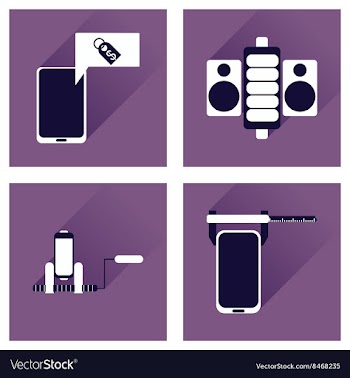 Concept of flat icons with long shadow mobile vector image