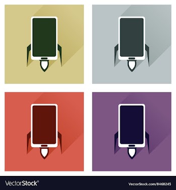 Concept of flat icons with long shadow mobile vector image