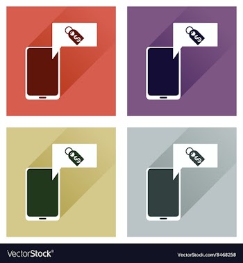 Concept of flat icons with long shadow mobile vector image