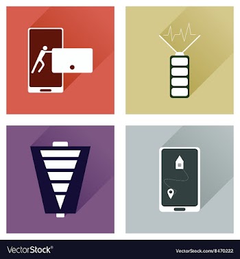 Concept of flat icons with long shadow mobile vector image