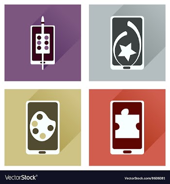 Concept of flat icons with long shadow mobile vector image