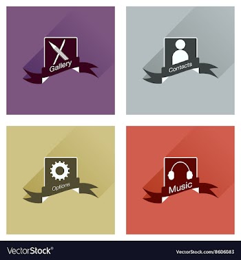 Concept of flat icons with long shadow mobile vector image