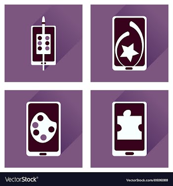Concept of flat icons with long shadow mobile vector image