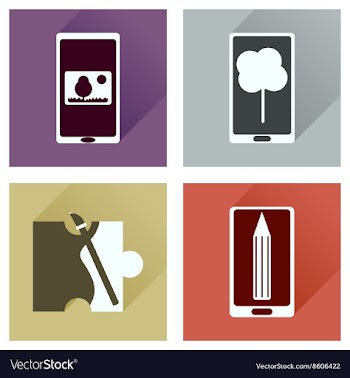 Concept of flat icons with long shadow mobile vector image