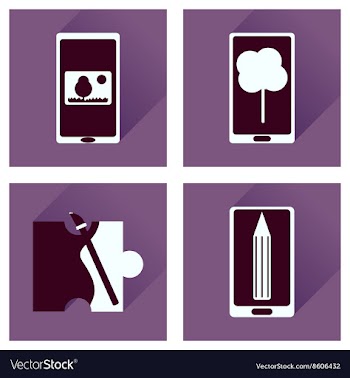 Concept of flat icons with long shadow mobile vector image
