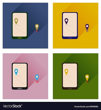 Concept of flat icons with long shadow mobile vector image