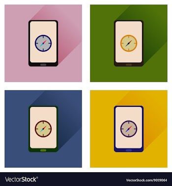 Concept of flat icons with long shadow mobile vector image