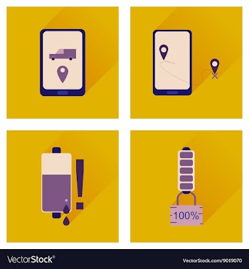 Concept of flat icons with long shadow mobile vector image