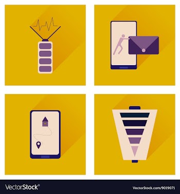 Concept of flat icons with long shadow mobile vector image