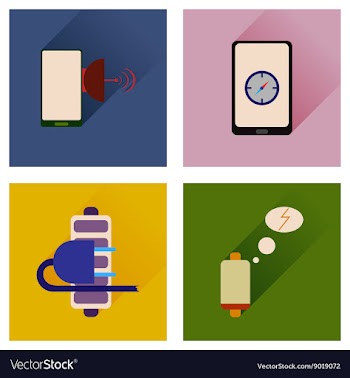 Concept of flat icons with long shadow mobile vector image