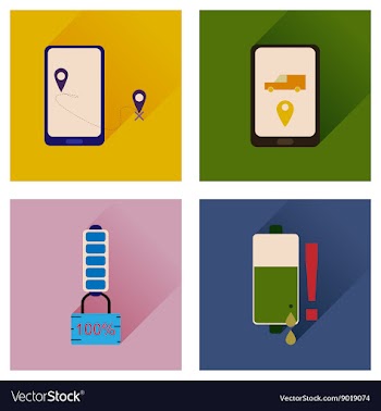 Concept of flat icons with long shadow mobile vector image