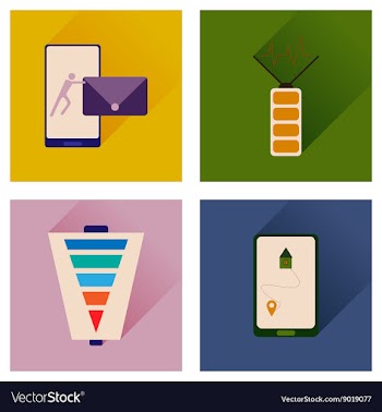 Concept of flat icons with long shadow mobile vector image