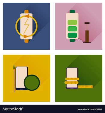 Concept of flat icons with long shadow mobile vector image
