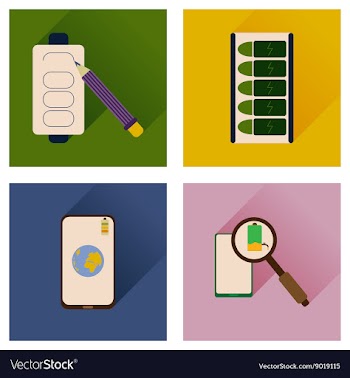 Concept of flat icons with long shadow mobile vector image