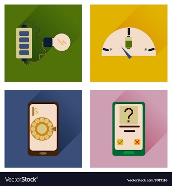 Concept of flat icons with long shadow mobile vector image