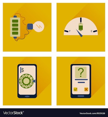 Concept of flat icons with long shadow mobile vector image