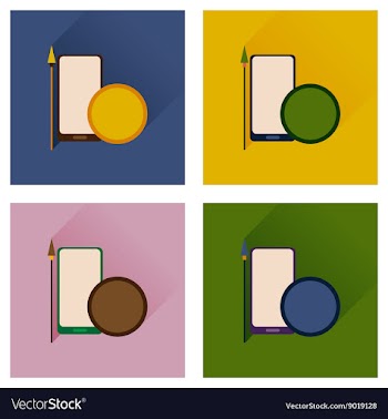 Concept of flat icons with long shadow mobile vector image