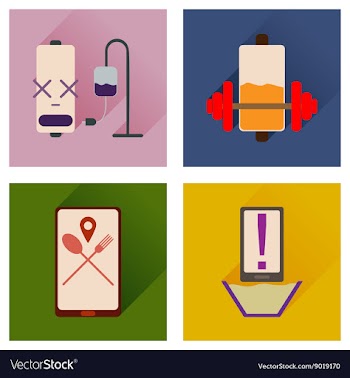 Concept of flat icons with long shadow mobile vector image