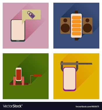Concept of flat icons with long shadow mobile vector image