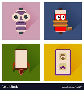 Concept of flat icons with long shadow mobile vector image