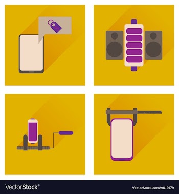 Concept of flat icons with long shadow mobile vector image