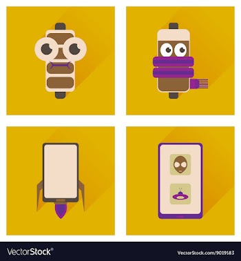Concept of flat icons with long shadow mobile vector image