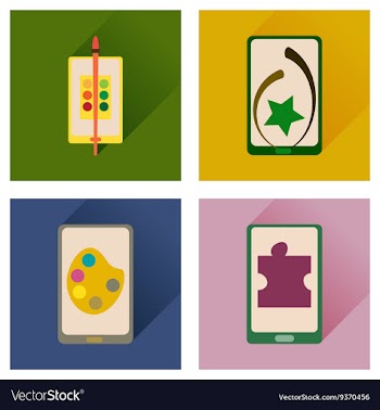 Concept of flat icons with long shadow mobile vector image