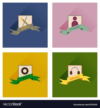 Concept of flat icons with long shadow mobile vector image