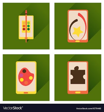Concept of flat icons with long shadow mobile vector image