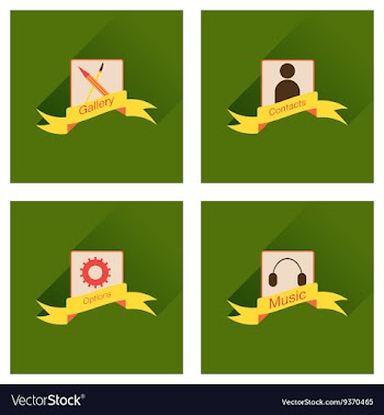 Concept of flat icons with long shadow mobile vector image
