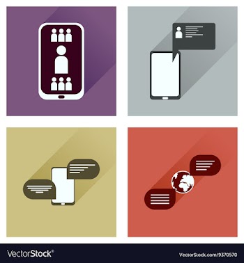 Concept of flat icons with long shadow mobile vector image