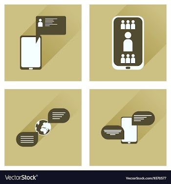Concept of flat icons with long shadow mobile vector image