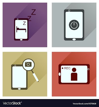 Concept of flat icons with long shadow mobile vector image