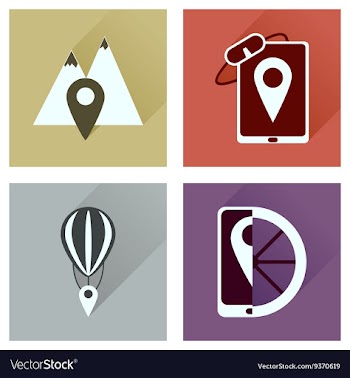 Concept of flat icons with long shadow mobile vector image