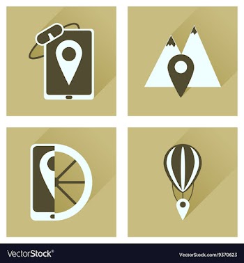 Concept of flat icons with long shadow mobile vector image