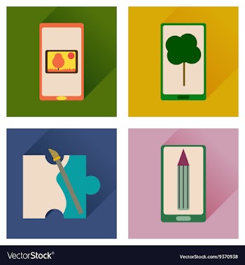 Concept of flat icons with long shadow mobile vector image