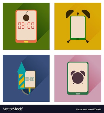 Concept of flat icons with long shadow Mobile vector image