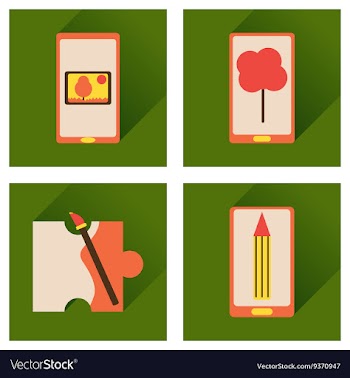Concept of flat icons with long shadow mobile vector image