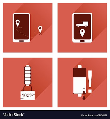 Concept of flat icons with long shadow mobile vector image