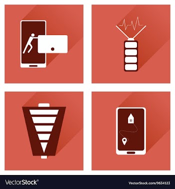 Concept of flat icons with long shadow mobile vector image