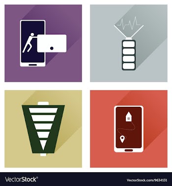 Concept of flat icons with long shadow mobile vector image