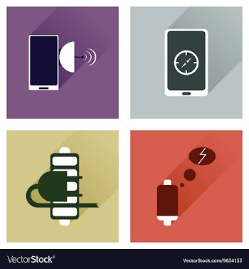 Concept of flat icons with long shadow mobile vector image