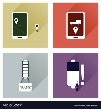 Concept of flat icons with long shadow mobile vector image