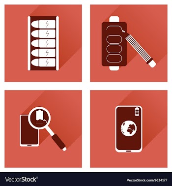 Concept of flat icons with long shadow mobile vector image