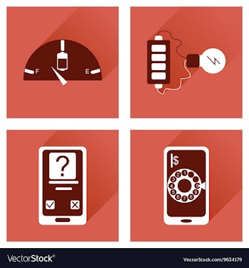 Concept of flat icons with long shadow mobile vector image