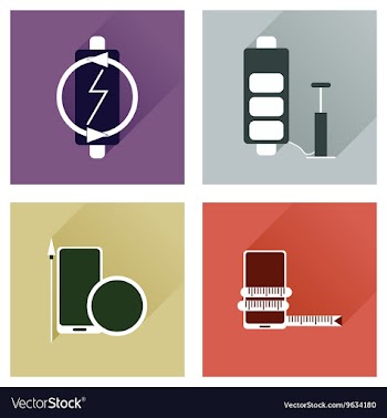 Concept of flat icons with long shadow mobile vector image